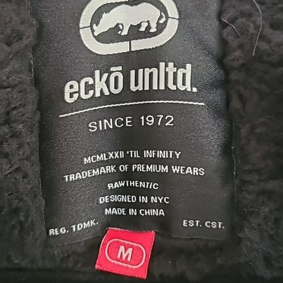 *NWT* ECKO UNLTD Men's Sherpa Lined Heavy Hooded Black Jacket, size Medium - Picture 9 of 12